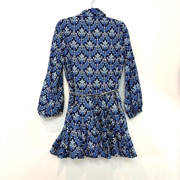 ZARA Blue Floral Print Fit & Flare Mini Dress sz M - Picture 8 of 8